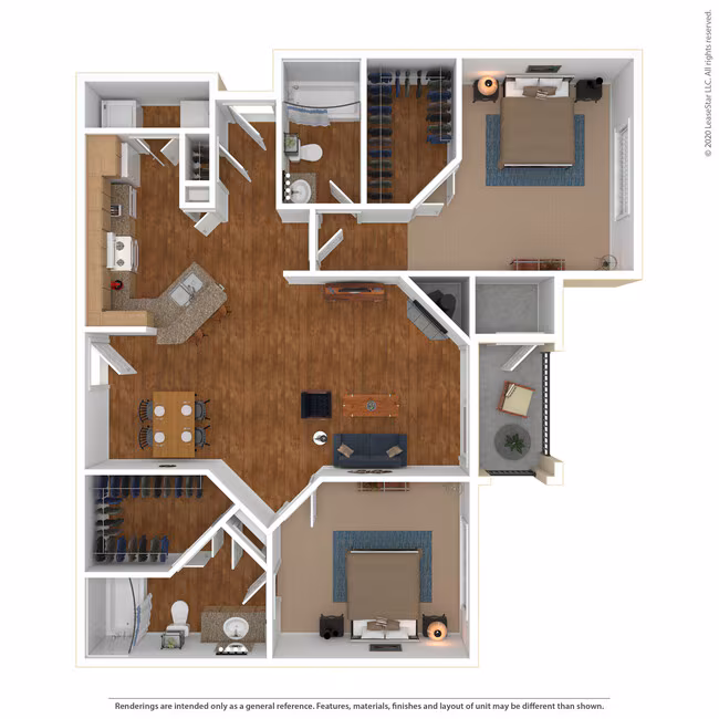 2 Bed 2 Bath 1201 SqFt (1128 Net) 1028-1 floor plan